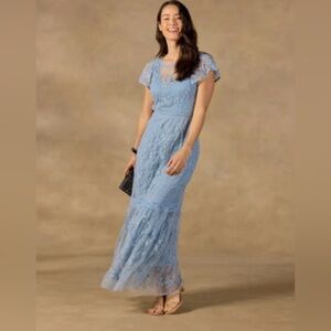 NWOT Sundance Mayfield Blue Embroidered Tule Sheer Maxi Dress - $298